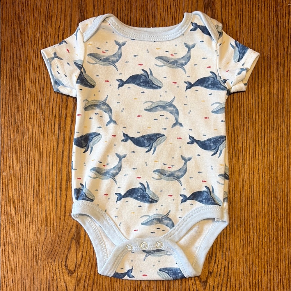 Le Top Blue and White Whale Bodysuit